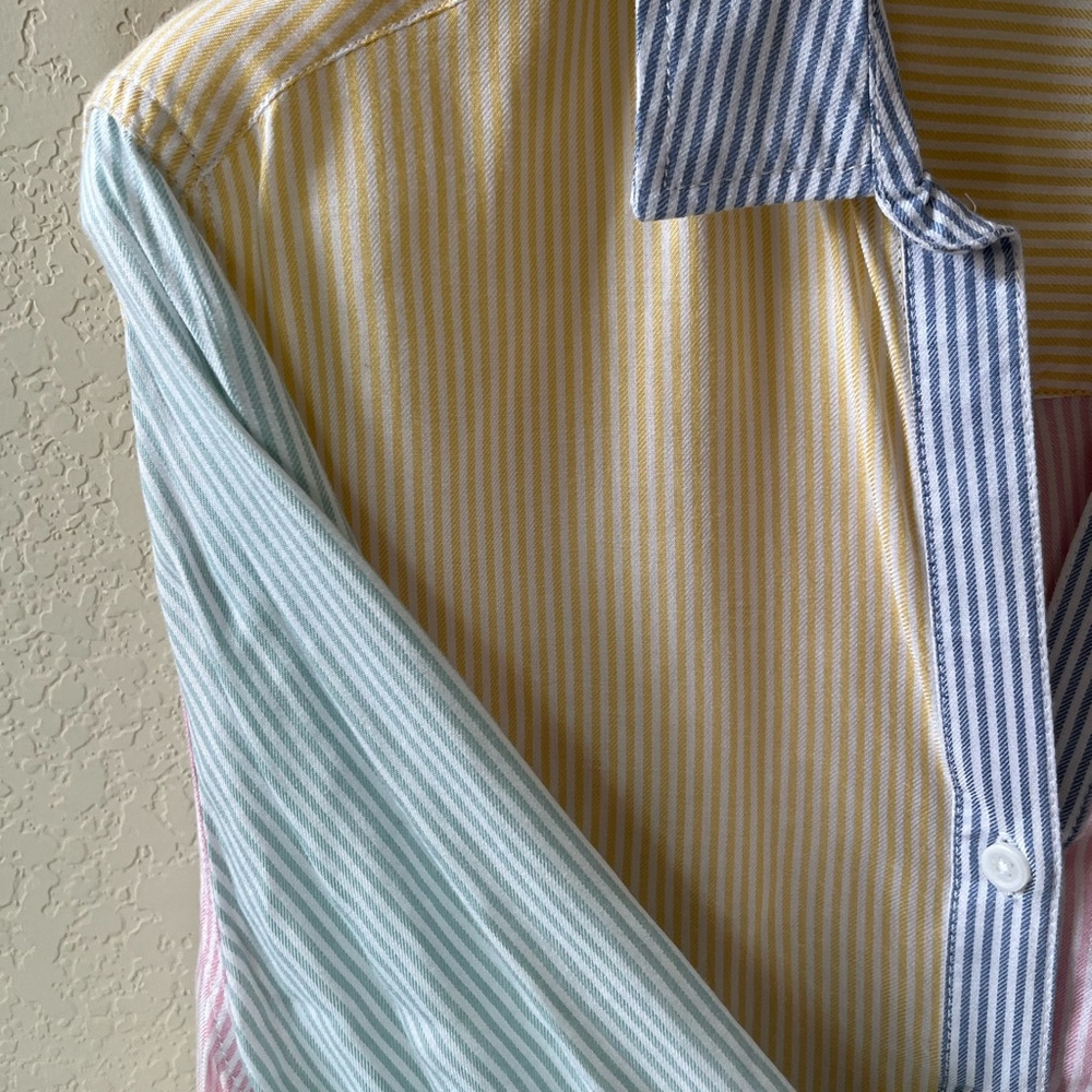 BeachLunchLounge Collection Women’s Colorblock Striped Button-Down Shirt Size M - Picture 4 of 9